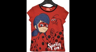 Miraculous Ladybug t-shirt - rood - maat 98/104 (4 jaar)