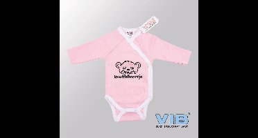 VIB® - Rompertje (overslag) Luxe Katoen - Oma's Knuffelbeertje (Roze-Wit) - Babykleertjes - romper - rompertjes - rompertjes met tekst - baby cadeau - baby aankondiging - overslagromper