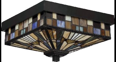 Bohemian Plafondlamp - Steady Lighting - Glas - Bohemian - E27 - L: Cm - Voor Buiten - Woonkamer - Eetkamer - Brons