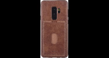 UNIQ Accessory Galaxy S9 Plus Kunstleer Backcover hoesje met portemonnee - Bruin (G965)