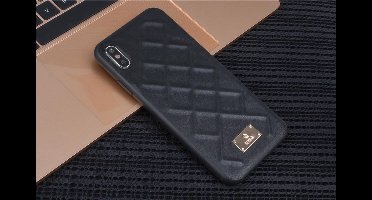 UNIQ Accessory iPhone Xs Max Kunstleer Hard Case Back cover - Zwart- 8719273285121