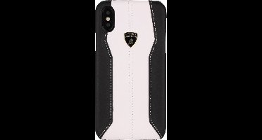 Wit hoesje van Lamborghini - Backcover - D1 Serie - iPhone X-Xs - Genuine Leather - Echt leer