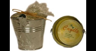 Citronella kaars in emmer| Kaars voor binnen en buiten
