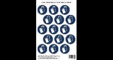 Pictogram sticker M009 - Veiligheidshandschoenen verplicht - 50 x 50mm - 15 stickers op 1 vel