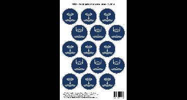 Pictogram sticker M039 - Reddingsboot te water laten - Ø50 mm - 15 stickers op 1 vel