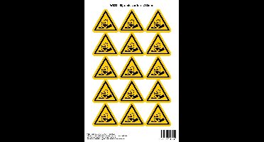 Pictogram sticker W023 - Bijtende stoffen - Δ50mm - 15 stickers op 1 vel