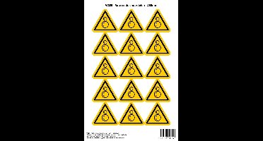 Pictogram sticker W025 - Roterende onderdelen - Δ50mm - 15 stickers op 1 vel