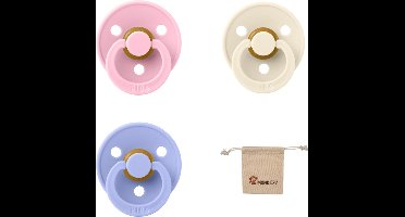 Bibs fopspeen - maat 2 6-18 maanden - 3 stuks – Ivory – Baby Pink – Hush + Monkiezz speenzakje