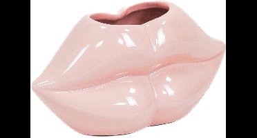 Housevitamin Lips Don't Lie Vaas - Bloempot Licht Roze - Dopamine Decor - 15,5x6,5x7,5cm