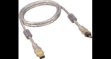 Premium FireWire 400 kabel met 4-pins - 6-pins connectoren / transparant - 3 meter