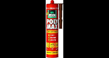 Bison Poly Max Express bruin koker 425 gram- Transparante montagelijm, lijmen, monteren en afdichten, unieke SMP technologie, oplosmiddelvrij, binnen en buiten, vrijwel alle ondergronden