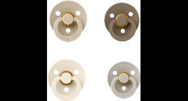 Bibs fopspeen 6-18 maand set 4 stuks Sand,Ivory,Vanilla en Dark Oak maat 2