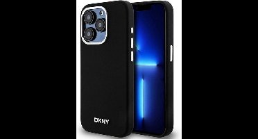 DKNY Silicone Metal Logo Back Case (MagSafe Compatible) - Geschikt voor Apple iPhone 14 Pro (6.1") - Zwart