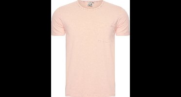 Mario Russo T-shirt - T-shirts Heren - Katoen - XXL - Perzik Oranje