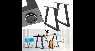 ECD Germany A-Design tafelpoten set van 2 H-vormige metalen tafelonderstellen 60x72 cm in antraciet gepoedercoat staal met industrieel ontwerp stevige meubelpoten geschikt voor eettafels en bureaus ideaal voor moderne en duurzame toepassingen