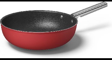 SMEG Wokpan Rood Mat - ø 30 cm / 5.2 Liter - Standaard anti-aanbaklaag