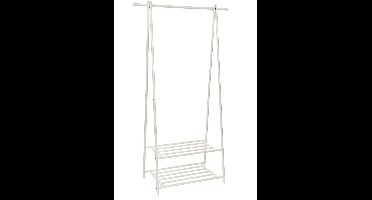 Hoppa! - Metalen jassenrek - Jassenrek met schoenenrek - Crèmewit 87,5 x 41 x 155 cm (B x D x H)