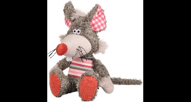 Flamingo hondenspeelgoed – Molly Muis Grijs 19,5cm – pluche hondenspeeltje met squeaker – extra zacht knuffelspeelgoed voor honden