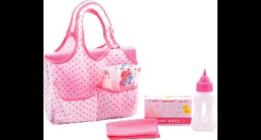 John Toys - Baby Rose - Luiertas voor pop met accessoires