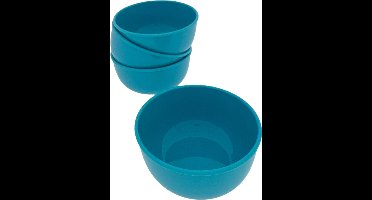 Kommenset kunststof - Schaaltjes - 4-delig - Ø 13 x 6 cm - 400 ml - Blauw