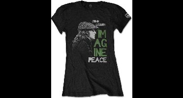 John Lennon - Imagine Peace Dames T-shirt - S - Zwart