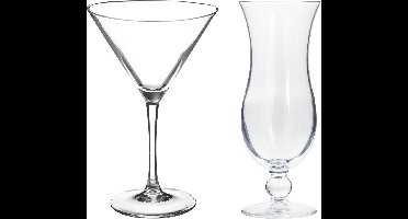 Cocktailglazen set - blue hawaii/martini glazen - 8x stuks