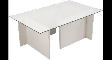 Skye Decor Vetrino" glazen salontafel 105 x 65 x 40 cm - Wit hout