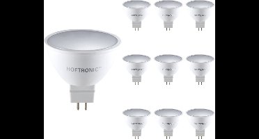 HOFTRONIC - Voordeelverpakking 10X GU5.3 LED Spots - 4,3 Watt 400lm - Vervangt 35 Watt - 4000K Neutraal wit licht - LED Reflector - GU10 LED lamp