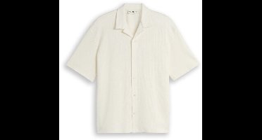 Tom Tailor Denim - Losvallend overhemd met korte mouwen en ribbelstructuur - Maat XL - Wool White