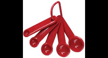 Maatlepels, Set van 5 Stuks, Rood, Kunststof 1/4 TL tot 1 EL - KitchenAid