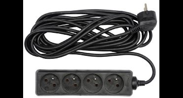 Vorel Serie - Elektrische Verlengsnoer - 4 Stopcontacten - 5m - Zwarte Kleur