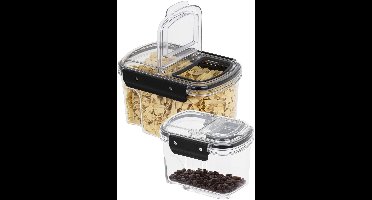 HI Voorraad bus set van 2 - transparant - 1700 ml / 700 ml - met deksel - voorraadbus/bakjes