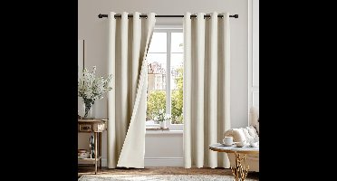 Boraboi ® Volledig Lichtblokerende Verduisteringsgordijnen met Geluidsreductie en Warmte-isolatie, 245 x 140 cm, Set van 2