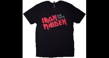 Iron Maiden - Est. 1975 Slanted Logo Heren T-shirt - M - Zwart