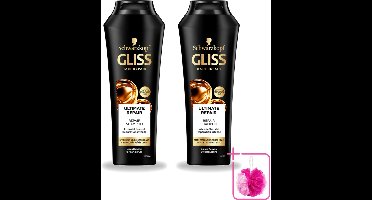 2 x Gliss Kur – Shampoo – Ultimate Repair – 250 ml - Bulkverpakking - Herstel haar - Douchemop - Beschadigd haar