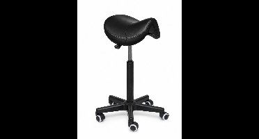 Ergonomische Zadelkruk Comfort Zwart op Wielen Standaard (50-68cm) / Met voetsteun / Standaard wielen