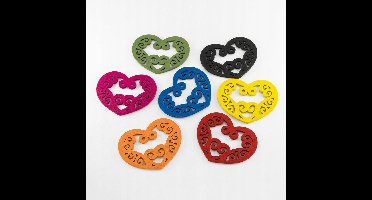Houten Sierhartjes - Mix Kleuren, 50mm, 10 Stuks