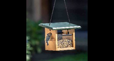 CJ Wildlife Vogelvoederhuisje voor Kleine Vogels & Tuinvogels - Eindhoven - Voederhuis van Hout - Hangend Voederhuisje - Groen