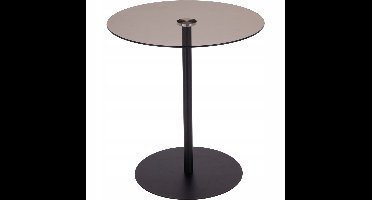 Relaxwonen - Bijzettafel – Stijlvol & Praktisch - Zwart - Model Nev - Ø 40 x 43 cm – Glazen Tafelblad – Metalen Onderstel
