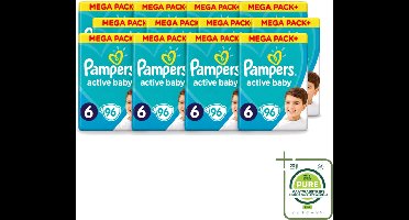 12 x Pampers - Active Baby - Luiers - Maat 6 (13-18 kg) - Extra Groot - 96 Luiers - Grootverpakking - Vaatwasstrips - Luiers Voor Baby - Droge Luiers - Beschermende Luiers - Actieve Luiers - Superabsorberende Luiers