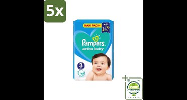 5 x Pampers – Luiers – Active Baby Maat 3 – 70 Luiers - Grootverpakking - Vaatwasstrips - Baby-luiers - Droge Billetjes - Huidbescherming - Luchtdoorlatende Luiers - Absorberende Luiers