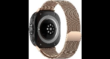 Stalen Milanese Horlogeband 20 mm, Geschikt voor 47 mm Smartwatches, Magnetische Sluiting, Roze Goud Kleur