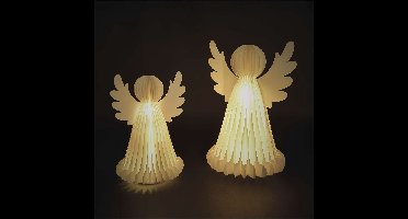 EMOS Papieren kerstengelen met standaard, 2 stuks, 28/38 cm, voor binnenshuis, DCAW23