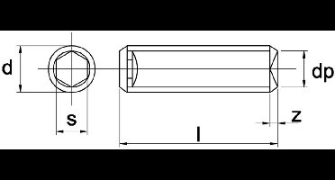 Stelschroef Din916 45H M6X50Mm Zwart - 100 stuks