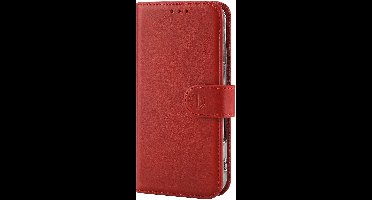 Leren Book Case Geschikt voor Apple iPhone 17 Air /Flip Cover met stand functie/ Kaarthouder en magneet sluiting kleur Rood