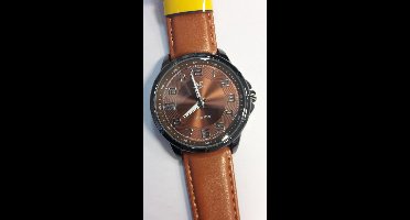 Q en Q heren horloge GU30J807Y bruin leder band