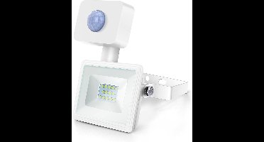 LED buitenlamp met sensor - schijnwerper 10W - Koelwit 4000K - 120° - IP65 - wit