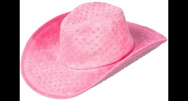 Cowboyhoed met strass roze