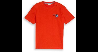 Tom Tailor - T-shirt met borduursel - Maat L - orange red