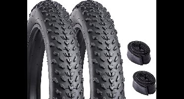 Set 2stuks 20” FatBike Noppen Buitenbanden 20 x 4.0 inch 20x4.0 Fat bike banden 20inch Offroad Enduro Noppen profiel - Ouxi – Knaap – Phatfour – Super73 - Zwart